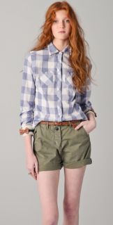Maison Scotch Checkered Shirt with Leather Bows