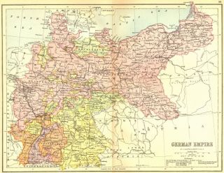 Germany German Empire Collins 1876 Map