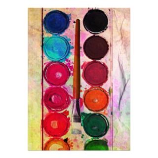 Fine Art Paint Color Box & Funny Artist Brush Custom Invite