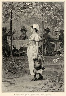 1899 Print Servant Girl Public House Dutch Artist Painting Scenery