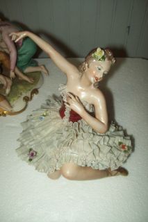 Antique Dresden Volkstedt HUS H S HUN German Porcelain Lace Ballerina