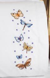Janlynn Butterflies Pillowcase Stamped Embroidery Kit