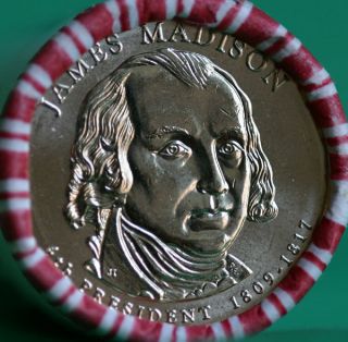 2007 D BU James Madison Presidential Dollar Coin Roll 4th President