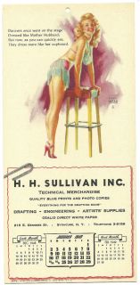 Vintage January 1949 Pinup Girl Calendar Earl Moran Pin up Hubbard