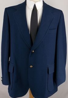 48L VTG John Blair SOLID NAVY BLUE GOLD 2 Btn sport coat jacket suit