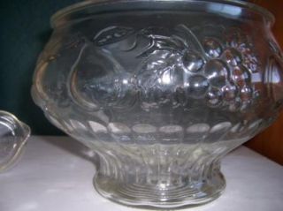  Vintage Jeannette Crystal Fruit Punch Bowl Set w Glasses Ladle