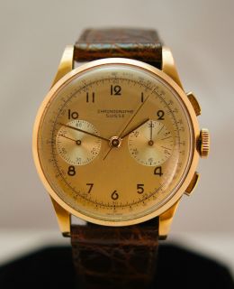 Gents Vintage 18 Karat Rose Gold Chronographe Suisse