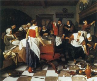 The Christening Feast by Jan Steen 1664 Fine Art Painting Poster Repro