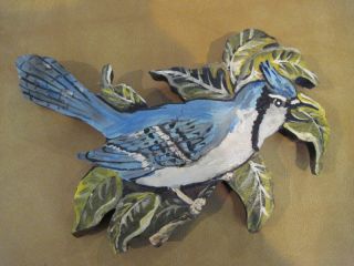 Hand Carved Hand Painted Blue Jay Wood