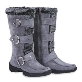 Max Collection Suede Boots with Faux Fur for Women Janet Gray