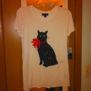Jason Wu for Target White T Shirt with Cat Print Red Bow