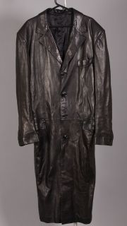 Black Jean Claude Jitrois Long Lambskin Leather Trench Coat Sz 54 Tall