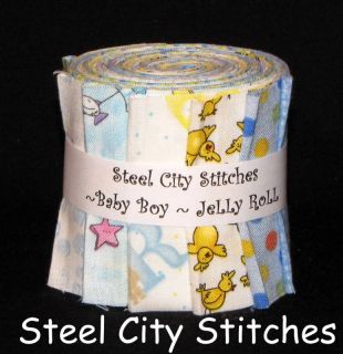 Nursery Baby Boy Blue Jelly Roll Fabric 9 Strips 2 5