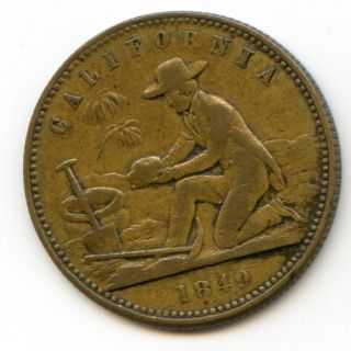 Early 1849 California Gold Miner Copper Token Double Date 