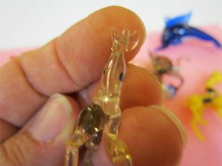 11 Miniature Glass Figures Figurines Whale Unicorn Duck Geese Mice