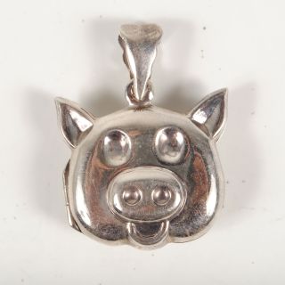 Sterling Silver 925 Pig Face Head Puffy Locket Pendant 0 19 Troy oz