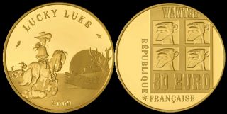 France 2009 50 Euro Lucky Luke 8 45gm Gold Proof Coin