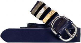 Armani Jeans Womens Classic Logo Leather Belt in Black or Navy Blue
