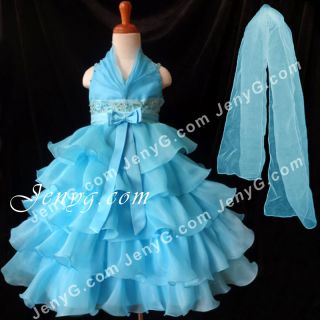 SB01 Flower Girl Pageant Formal Communions Party Gowns Dress Blue 2 10