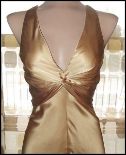 Retro 30s Gold Silk Bias Harlow Gown Hollywood Bombshell Marilyn Dress