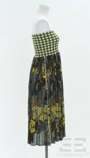 Jean Paul Gaultier Soleil Green Stretch Knit Printed Gauze Dress Size