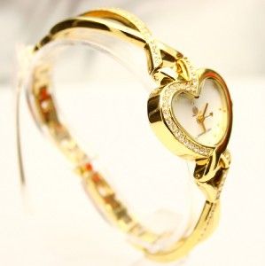 Jennifer Lopez JLO Ladies Heart Shape Gold Tone Watch