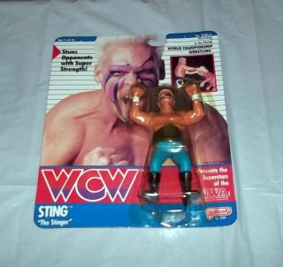 RD1 1990 WCW Galoob Sting w NWA Variant Card RARE WWF WWE Wrestling