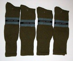 Pair Mens Olive Boot Socks by Geoffrey Beene Cushion Sole Hi Heel 10