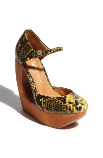 Jeffrey Campbell Rock Play Wooden Heel Wedge Sandals Shoes Python