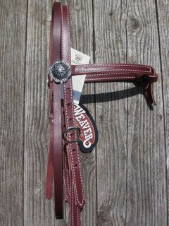   Knotted Browband Headstall w Jeremiah Watt Rosettes Loop Conchos