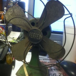 vintage retro desk Fan electric metal blade Perfex Is The Name On It