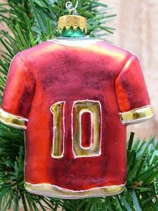 New Glass Sport Futbal Soccer Jersey Christmas Ornament