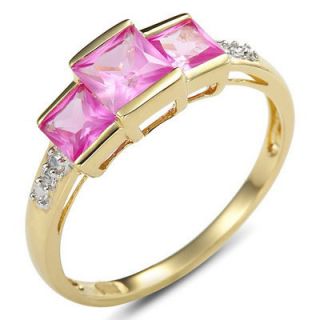 Jewelry Womans Pink Sapphire 10KT Yellow Gold Filled Ring Size 8