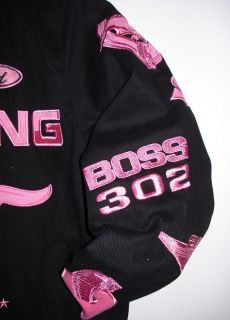 Ford Mustang Racing Women Cut Pink Cotton Jacket L