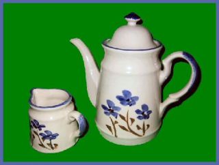 Chinese Teapot Creamer Blue Wildflowers Chi Jiang