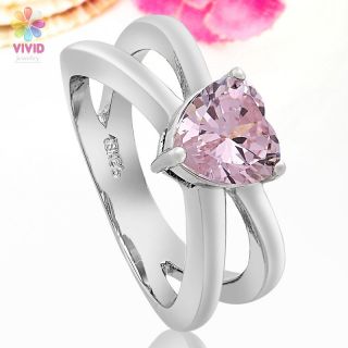   Jewelry Gift Heart Cut Pink Sapphire White Gold GP Cocktail Ring 8