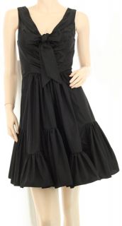 Jill Stuart Designer Black Ruffled Bow Sleeveless Womens Dress US 4