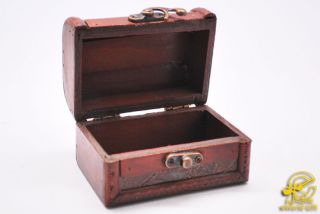 Mini Wooden Treasure Chest Wood Jewelry Box Storage Box