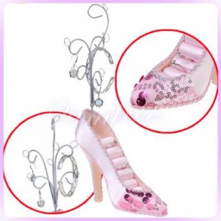 Pink Shoe Earring Ring Jewelry Holder Display Stand New