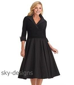 Jessica Howard Black Ruched Shirtdress Jersey /Taffeta Cocktail Dress