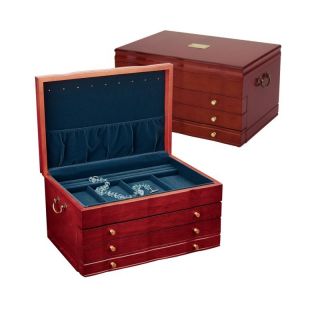 Handcrafted Cherry Wooden Jewelry Box Chest Case Storage Organizer