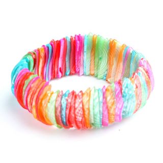 Rainbow Sea Shell Stretch Elastic Hawaiian Bracelet