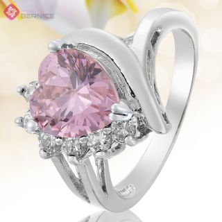  Jewelry Heart Cut Pink Sapphire White Gold GP Cocktail Ring 8 Q