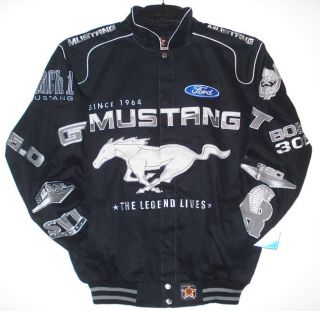  AUTHENTIC NASCAR FORD MUSTANG RACING COTTON BLACK EMBROIDERED JACKET L
