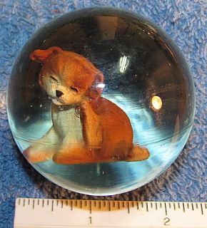 Jim Davis Sulphide Painted Cute Puppy Dog Glass Marble 2 1 4 Signed