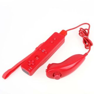 Red Handheld Wii Plus Remote and Nunchuck Controller Set for Nintendo