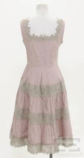 Jill Stuart Pink Cotton Lace Pintucked Sleeveless Dress Size 6
