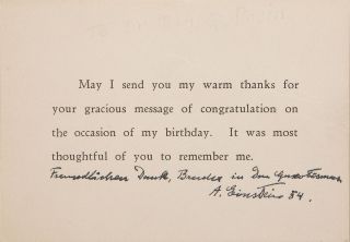 Albert Einstein Signed Note Autographed in 1954