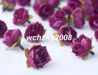 40pcs Dark Purple Silk Flower Rose Head Wedding Party Decoration 1