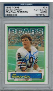 PSA/DNA Jim McMahon Signed Bears 1983 Topps Rookie RC Card #33   SB XX